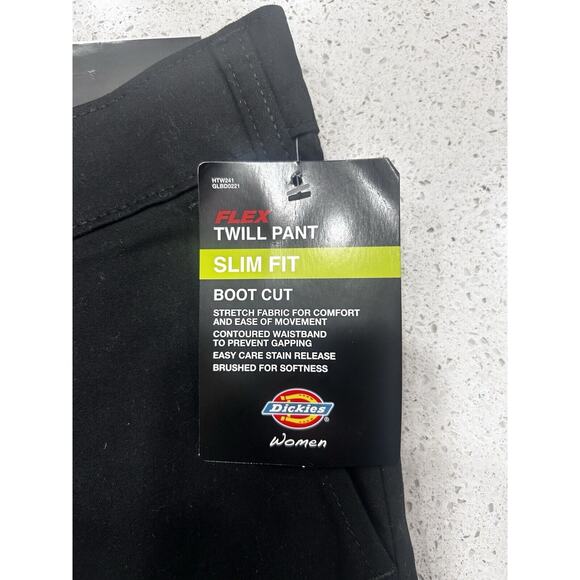 NWT Dickies Women Chino Pants Flex Twill Bootcut Stretch Slim Fit Black Sz 14R - Picture 8 of 10